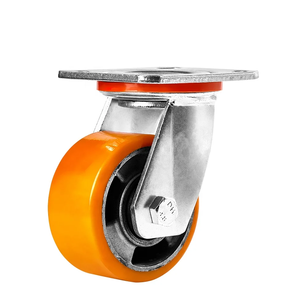 Industrial Caster Wheels 4 / 5 / 6 / 8 Inch Heavy Duty Aluminium PU Casters with Brake