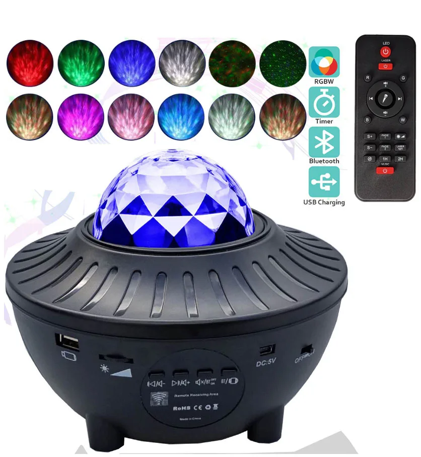Led Music Starry Sky Dream Rotating Skyline Projector Lamp USB Cable WIFI Voice Control Starry Atmosphere Night Light
