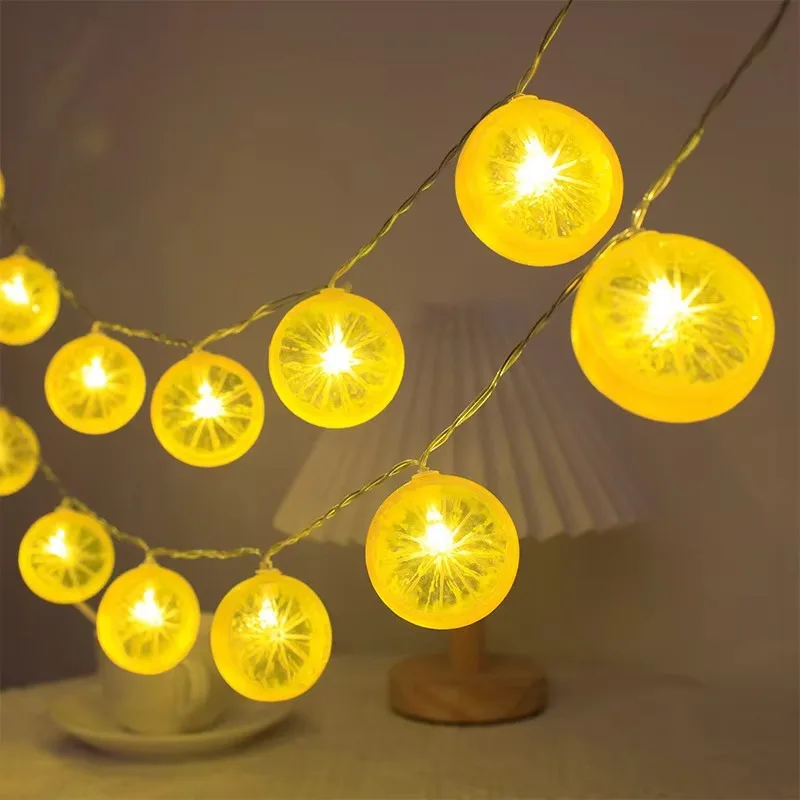 Fairy Christmas LED Lemon Slice Light String Fruit Shape Room Decoration with Battery Operated Lights