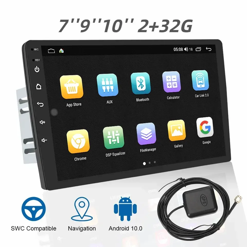 2Din Android 12 7 9 10Inch Car Multimedia Video Player Universal Stereo Radio GPS For Volkswagen Nissan Hyundai Kia Toyota