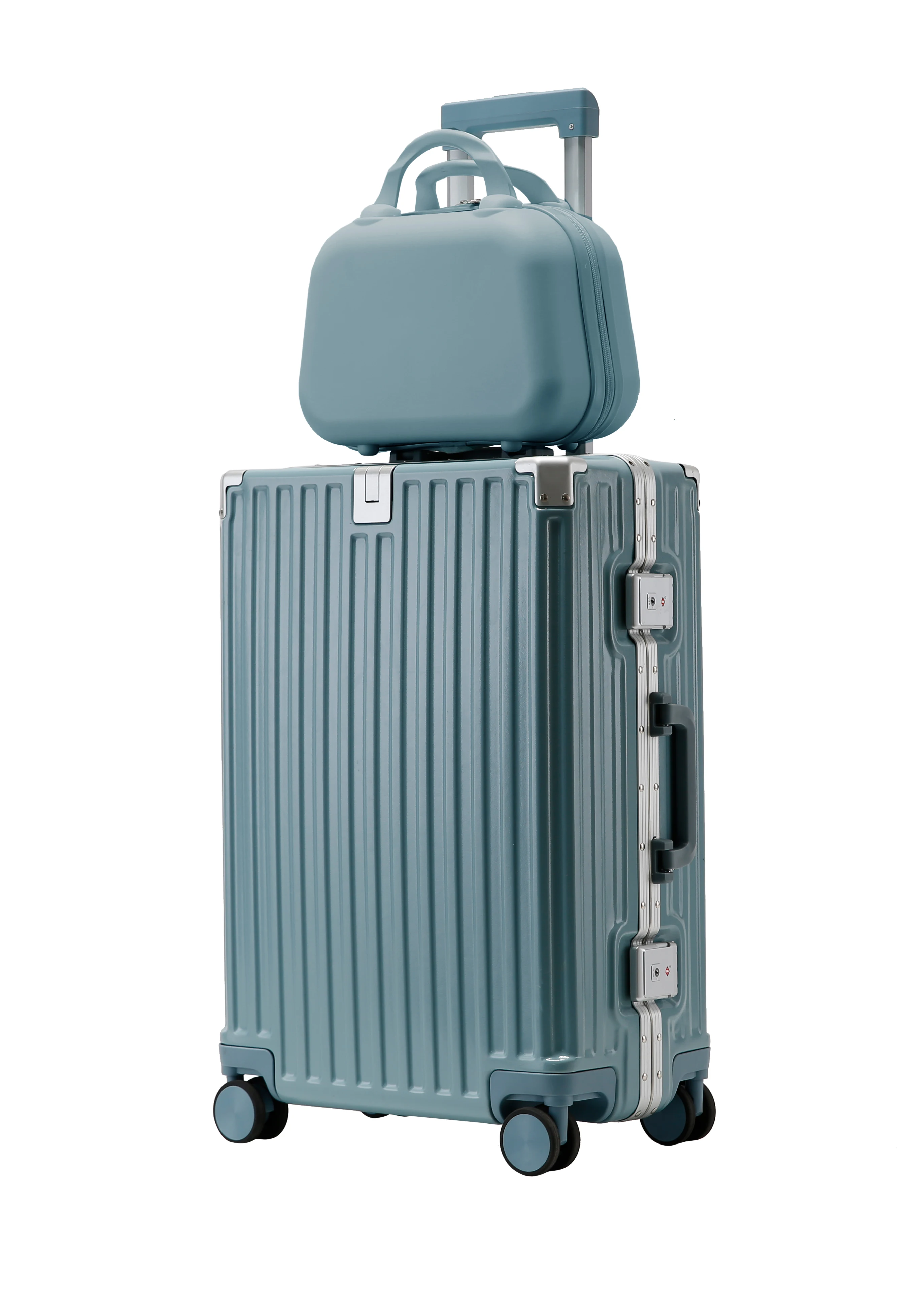 Aluminum smart suitcase Smart combination lock suitcase High appearance level customized suitcase set