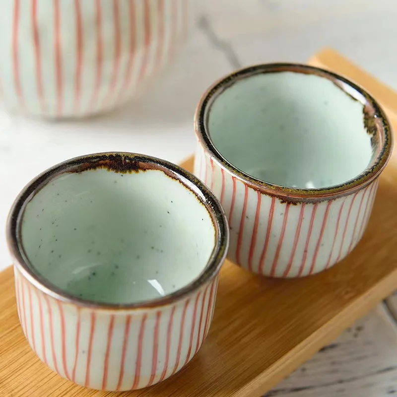 Retro Reusable Japanese High Grade Ceramic Sake Pot Cup Portable Flask Liquor Bottle Vintage Sake Set