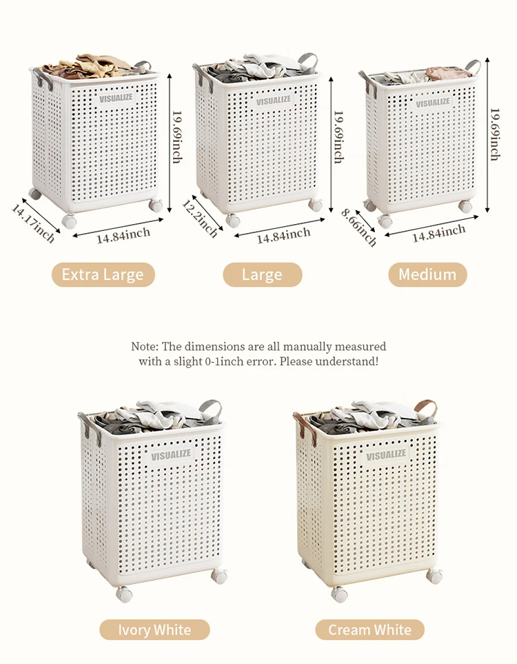 Collapsible laundry baskets plastic laundry basket Flexible laundry basket with wheels for dirty clothes