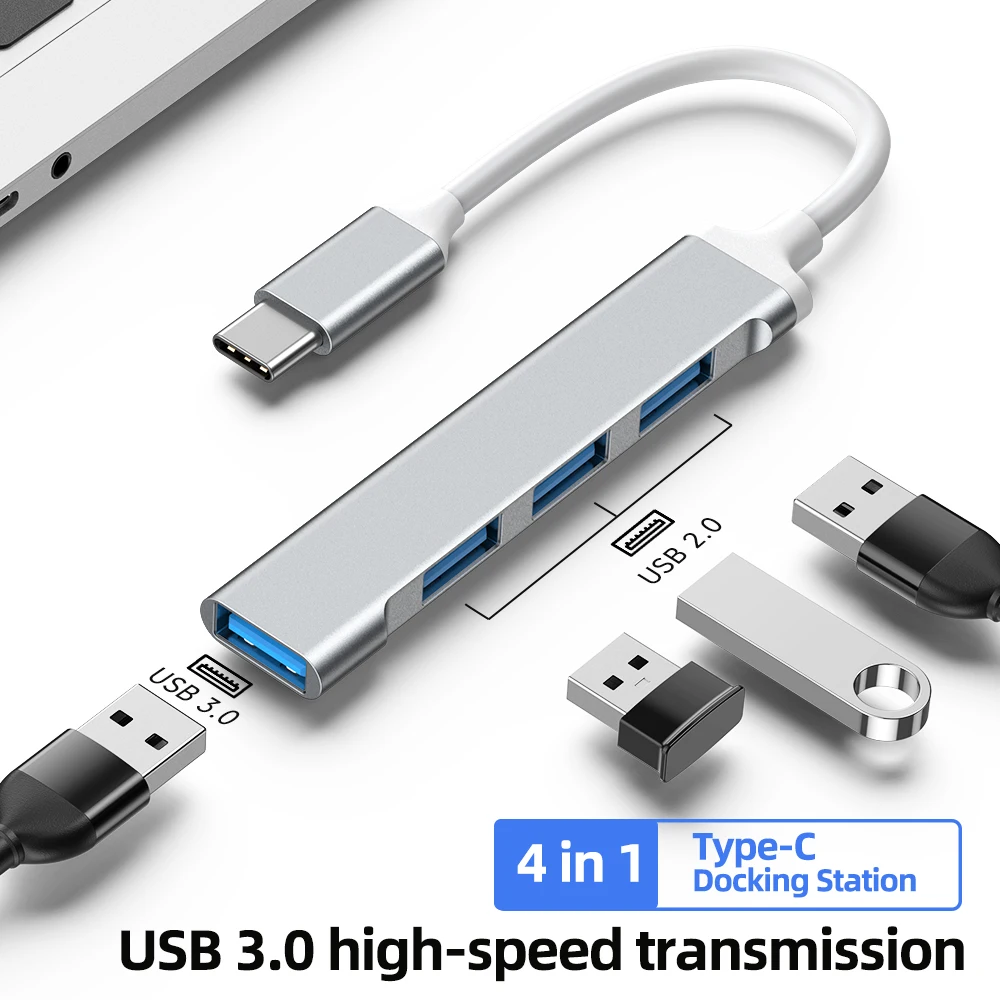 USB-C для USB-A концентраторы 4 порта multi Type-C 3,0 алюминиевый тип C OTG адаптер с USB3.0 данных со скоростью 5 Гбит/с док-станция USB C концентратор USB