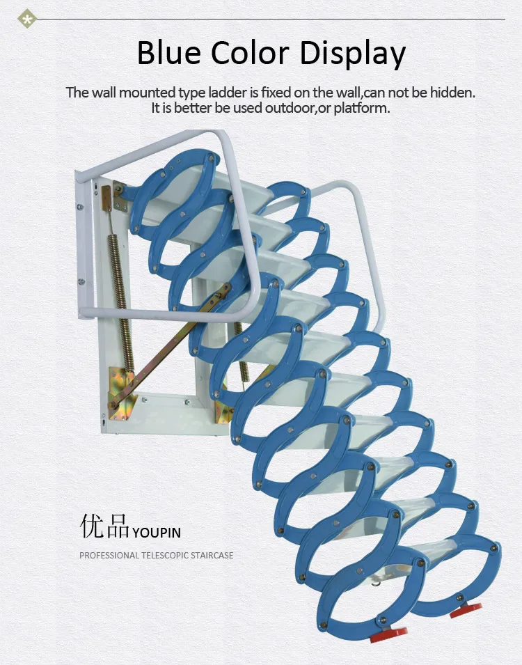 Manual Operated Home Space Saving Removable Outdoor Retractable Ladder