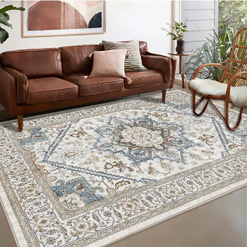 Carpets Persian Vintage Carpet for Living Room Bedroom Mat Non Slip Area Rugs Absorbent Boho Ethnic Retro Carpet