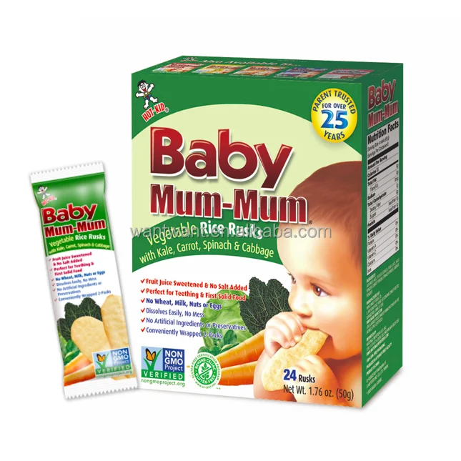 
Hot Kid OEM Baby Food Rice Crackers Baby Grain Snacks Healthy Biscuits Halal Gluten Free Vegetable Flavor 