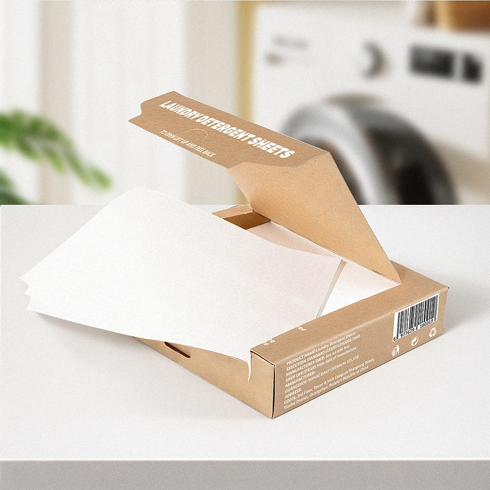 Eco-Friendly Protease Enzyme Laundry Detergent Powder Convenient Detergent Sheets in Pouch Box