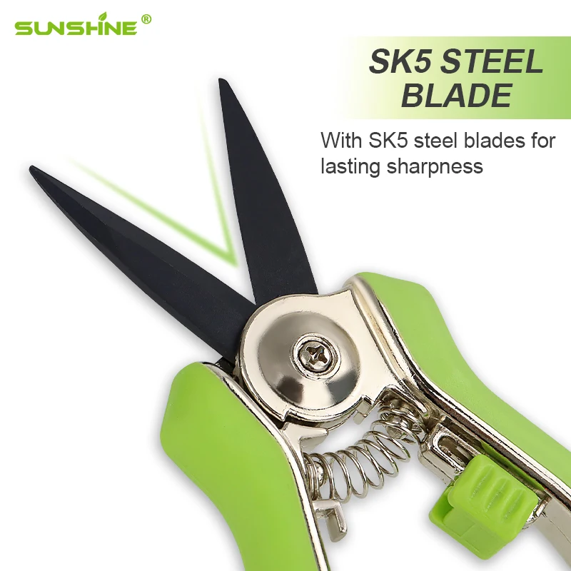 SUNSHINE zinc alloy pruning snips surface chrome TPR soft rubber handle SK5 high carbon steel pruning shears garden shears