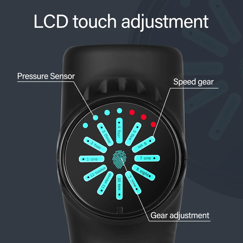 12 Speeds Deep Tissue Gun Massager Pistolet De Massage Professional Vibration Muscle Massage Gun with Lcd Screen