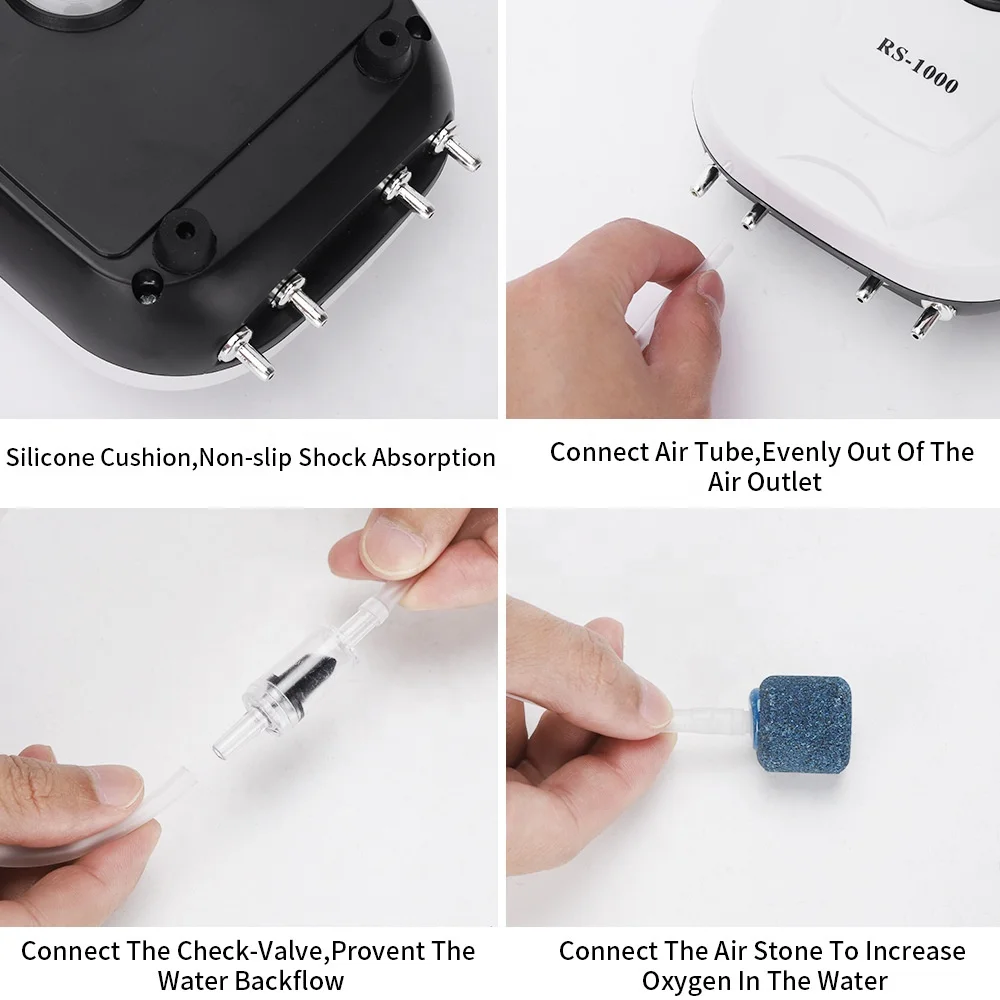 RS600/700/800/900/1000 oxygen pump high power silent oxygen pump aerator porous aquarium air pump for fish tank