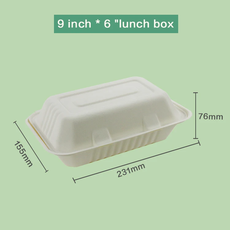 Bagasse Sustainable Disposable Bento Delivery Takeaway To Go Biodegradable Food Packaging