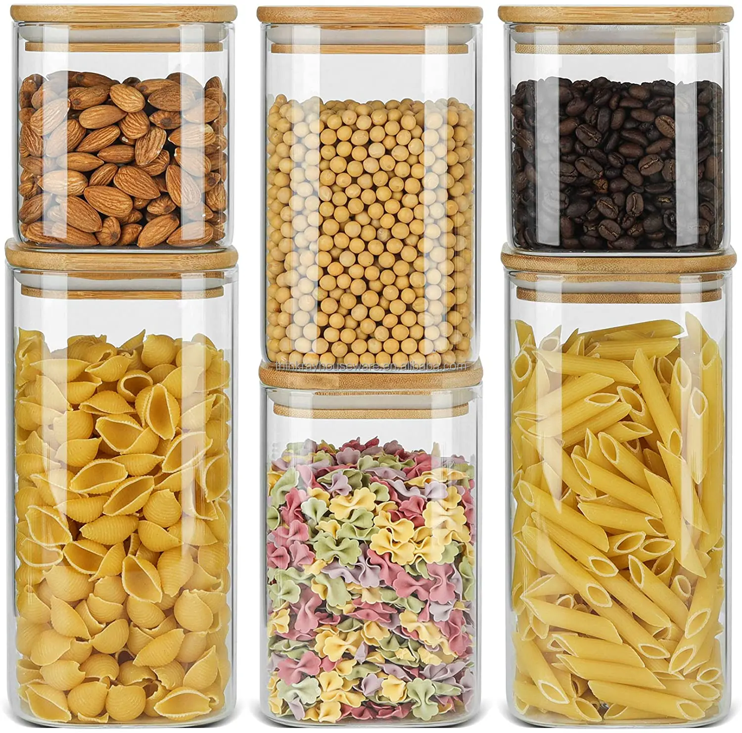 Professional Manufacture Airtight Square Glass Food Kitchen Storage Jar with Wood Lids