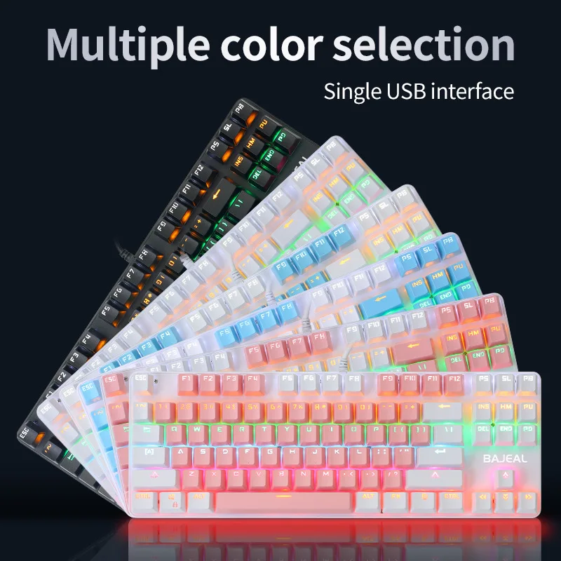 Best-selling 87 Keys Green Axis Gaming Gaming Desktop Computer Office Notebook Real Mechanical Keyboard