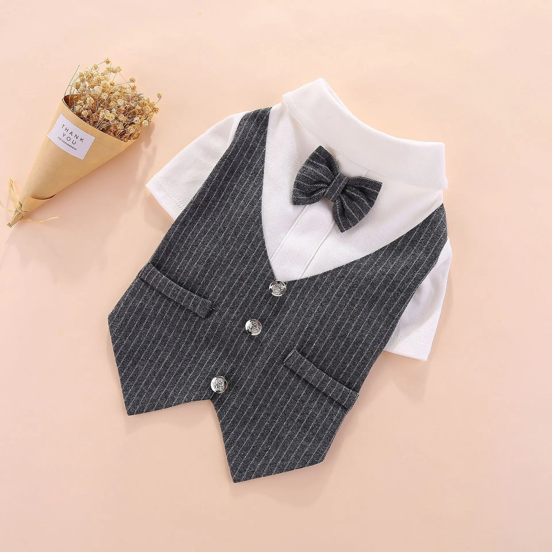 Fashion Gentleman Dog clothing Wedding Dress Formal shirt bow tie tuxedo Pet clothing set suitable for dogs