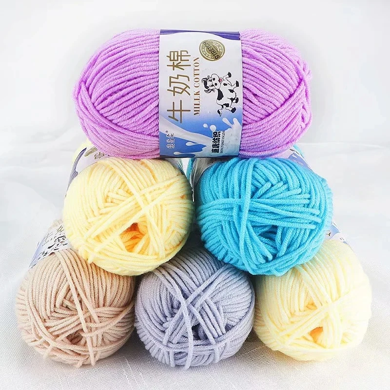 93 Colors! Colorful DIY Hand Knitting Soft 50g 100g Crochet Yarn Milk Cotton 5 ply Milk Cotton Yarn for Crochet