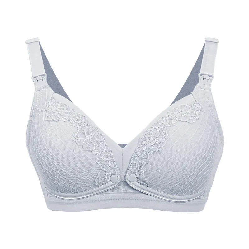 Cotton lactation bra to collect and prevent sagging during pregnancy bra double open button convenient breastfeeding underwear