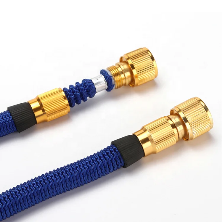 Best Selling irrational pet shower cleaning blue 100ft Flexible Garden Hose with Resistance Metal Spray Gun