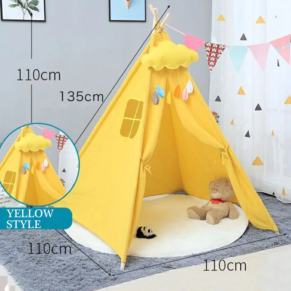 Палатка детская портативная, тигвам для детей, уличный и комнатный ковер со светодиодной подсветкой, большой игровой домик