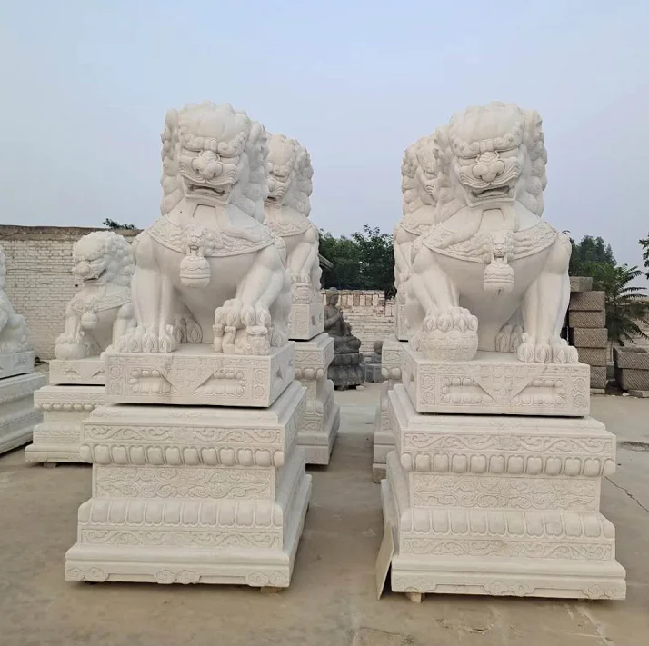 Garden Outdoor Stone Marble Lion Statue