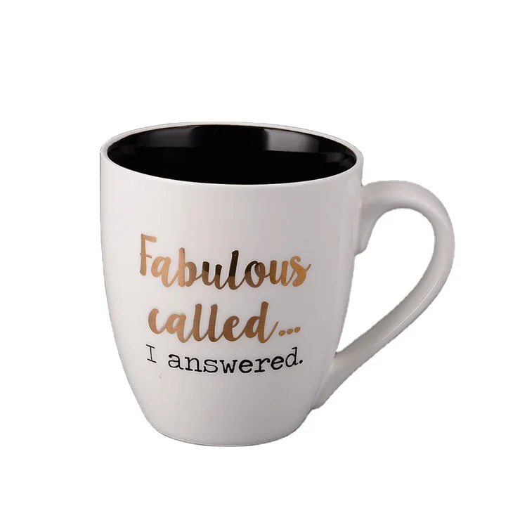 High quality 12 oz Curved Java Custom Personalized Coffee Ceramic Mugs with stamping logo