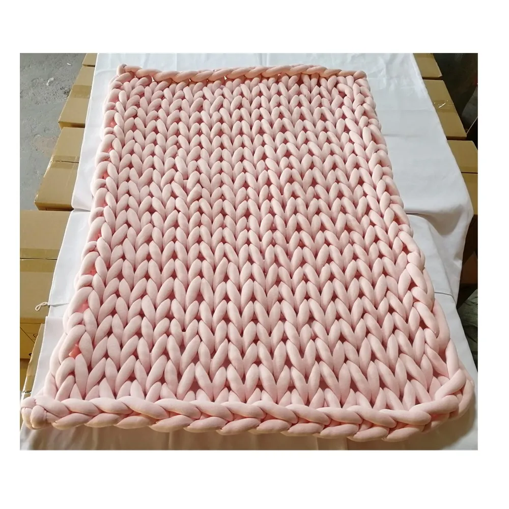 12 colors stock 100% COTTON SEAMLESS D3-4cm machine washable hollow fiber filled tube braid hand knit yarn thick heavy blanket