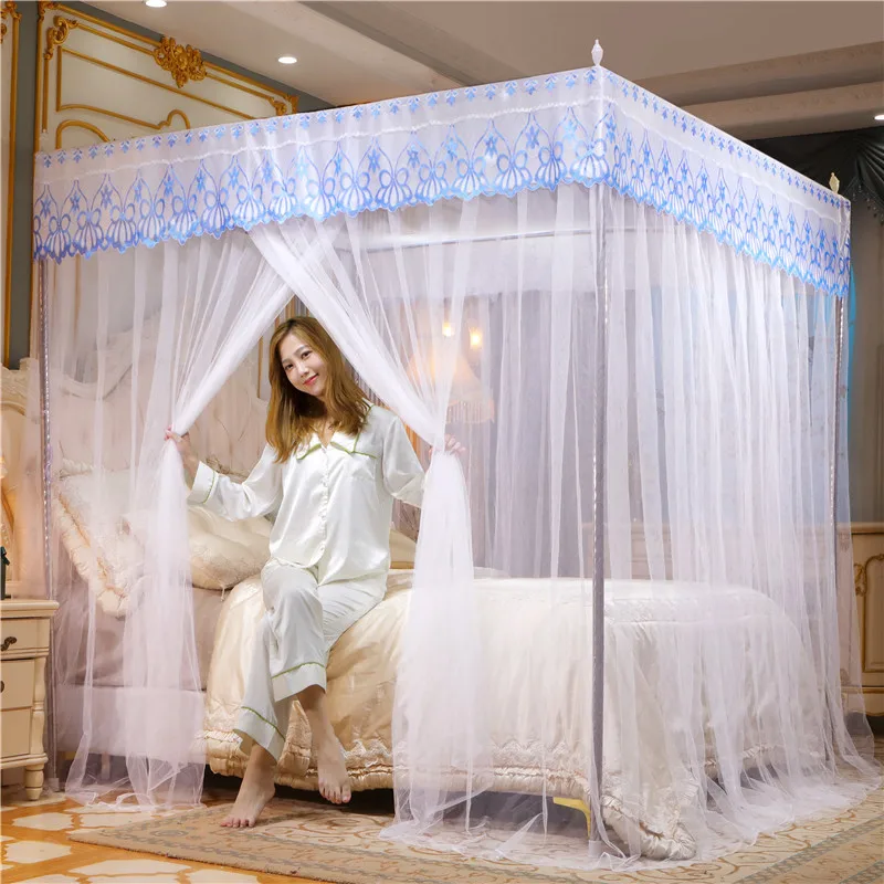 The new three door stainless steel floor court mosquito net 1.5m1.8m bed double single bed with luxury mosquito nets