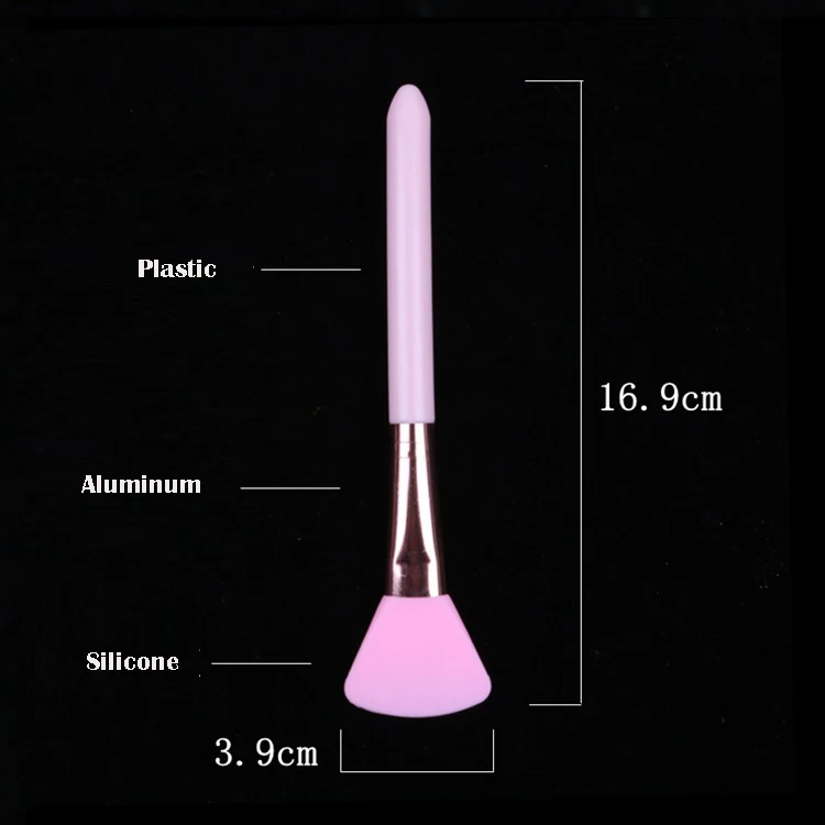Hot Pink Color Plastic Handle Silicone Head Cosmetic Tools Fan Shape Face Mask
