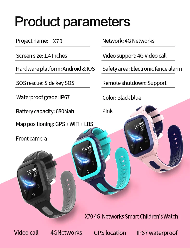 Kids Smart Watch 2021 4G Android IP67 Waterproof Mobile Phones Watch Long Standby Tracker Kids Smart Watch with GPS