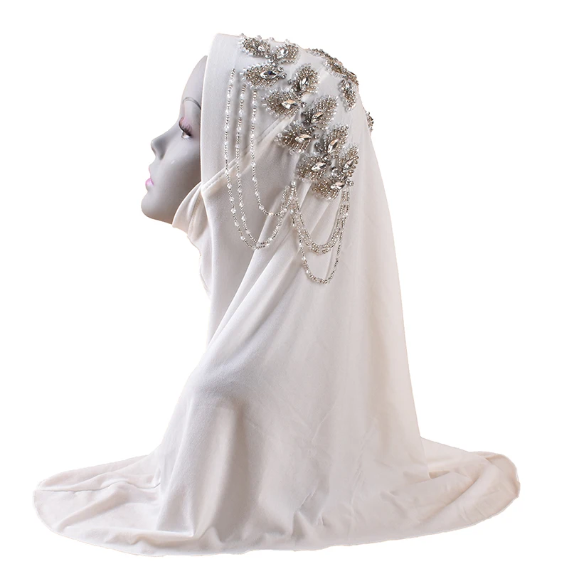 New Luxury Brick Stone Decorative Butterfly Pearl Headscarf Convenient Instant Turban Scarf Headscarf Muslim hijabs women turban