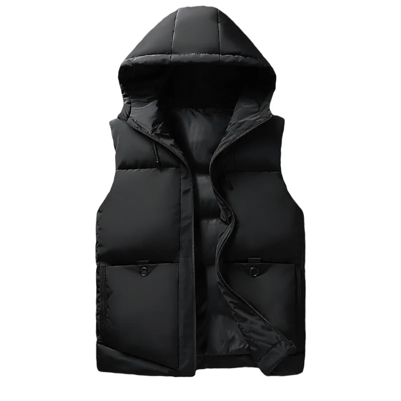 M-6XL Plus Size Men Vest Waistcoats Down Jacket Winter Warmer Coat For Outdoor Hoodies Sleeveless Vest Jacket