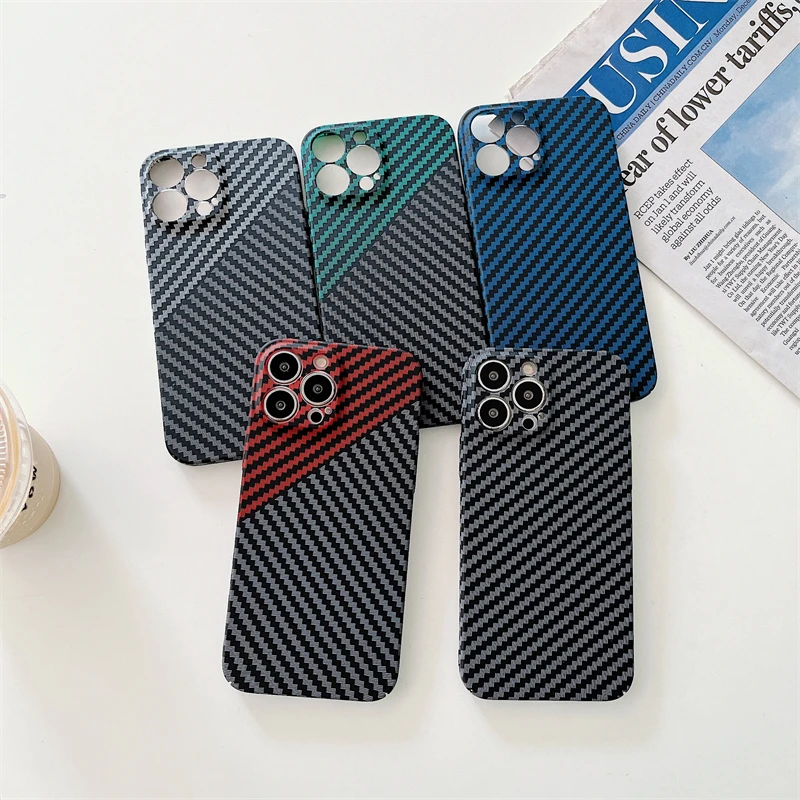 Жесткий чехол из углеродного волокна для iPhone 14 13 12 11 Pro Max XS