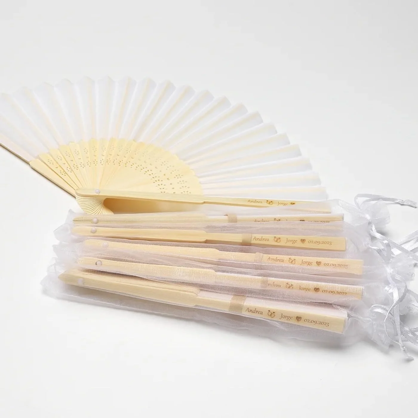 Wedding Fan Logo Personalized Custom Bamboo Folded For the Event