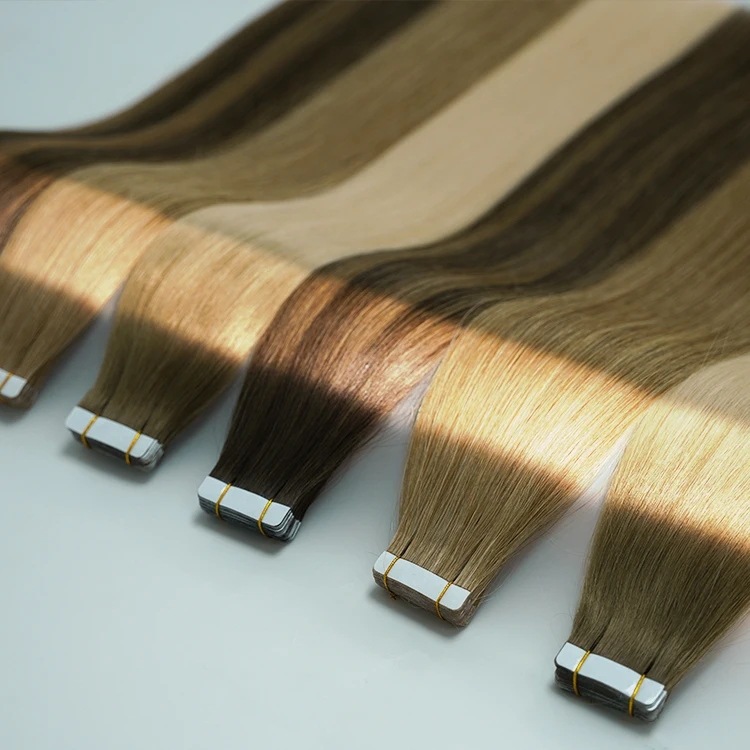 Оптовая продажа лента для наращивания волос 100% человеческие волосы Remy натуральные 22 дюйма невидимая мини-лента