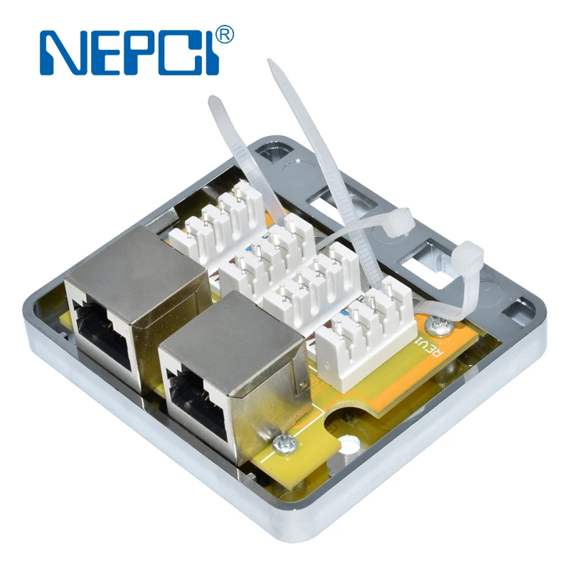 CAT6A щит RJ45 FTP поверхности keystone 2 gang Разьем для адаптера коробка 8P8C сетевая Соединительная коробка Джек Муфта XJY-NE-179AS