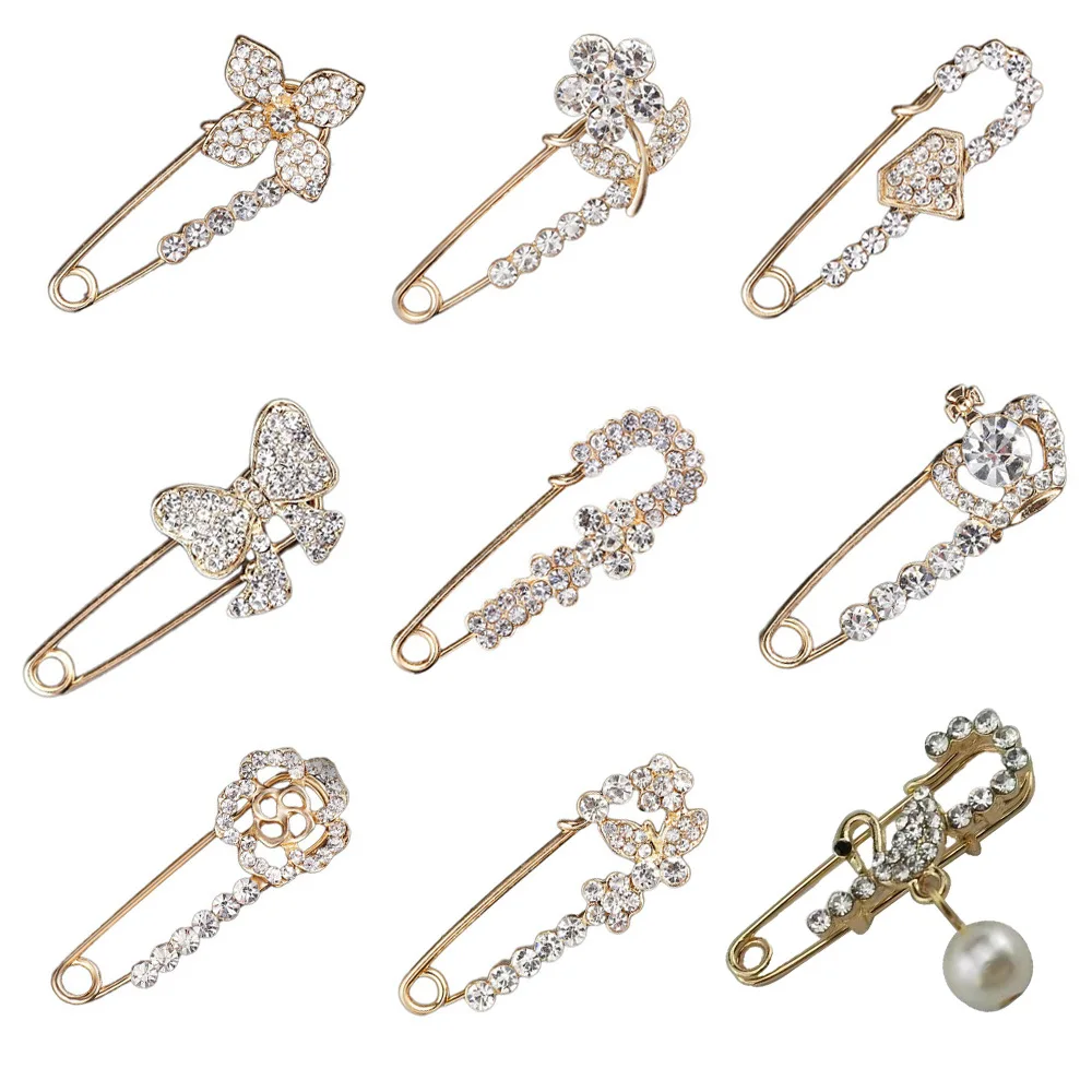 Fashion Charm Women Wedding Crystal Safety Accessories Brooch Pins for Women