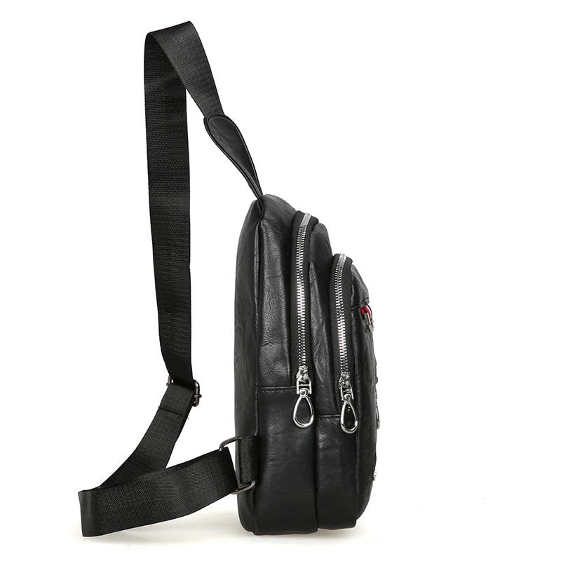 popular teenager chest pack mens waterproof small crossbody bag travel PU Multifunction shoulder bag