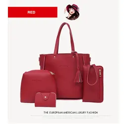 2021 New Fashion Composite Bags 5 Colors Tassel Matching Women Handbag Ladies Purse Set