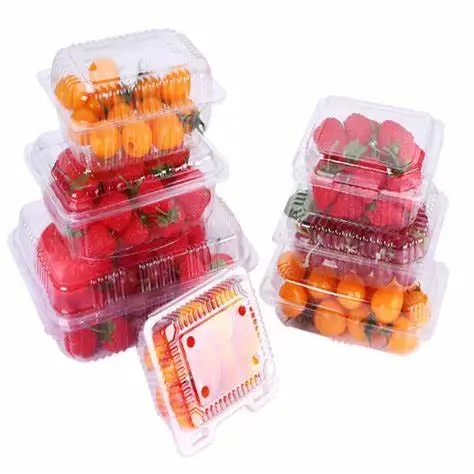 clear Disposable OEM ice cream fruit Salad packaging box container transparent pet plastic package box with lid