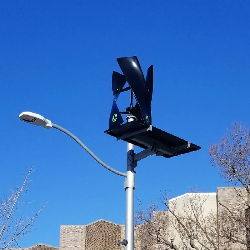 Outdoor wind system vertical turbine solar power street light