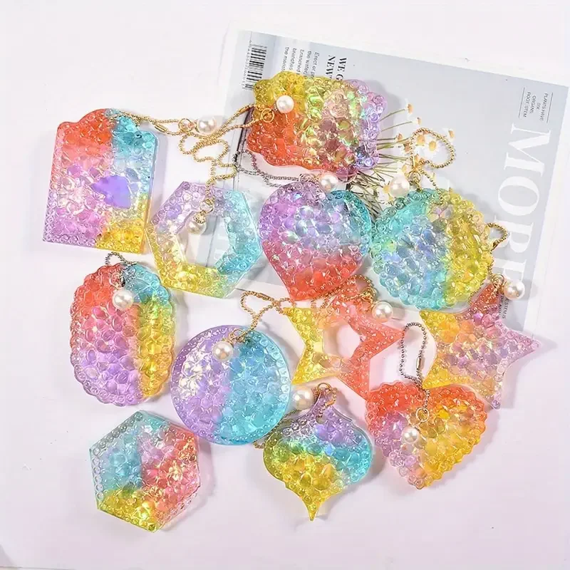 1pc sparkling Silicone Tag Pendant Resin Mold Set Geometric Diamond DIY Casting Epoxy Mold for Plaster Closet reusable mold