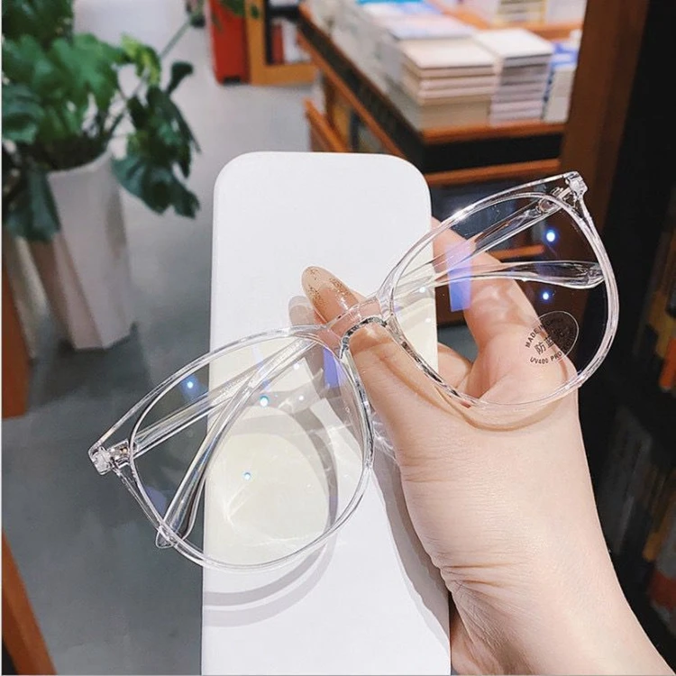 Anti-Blue Light Retro Black Square Transparent Full Frame Eyeglasses Frames Simple Comfortable Flat Fashion Optical Glasses