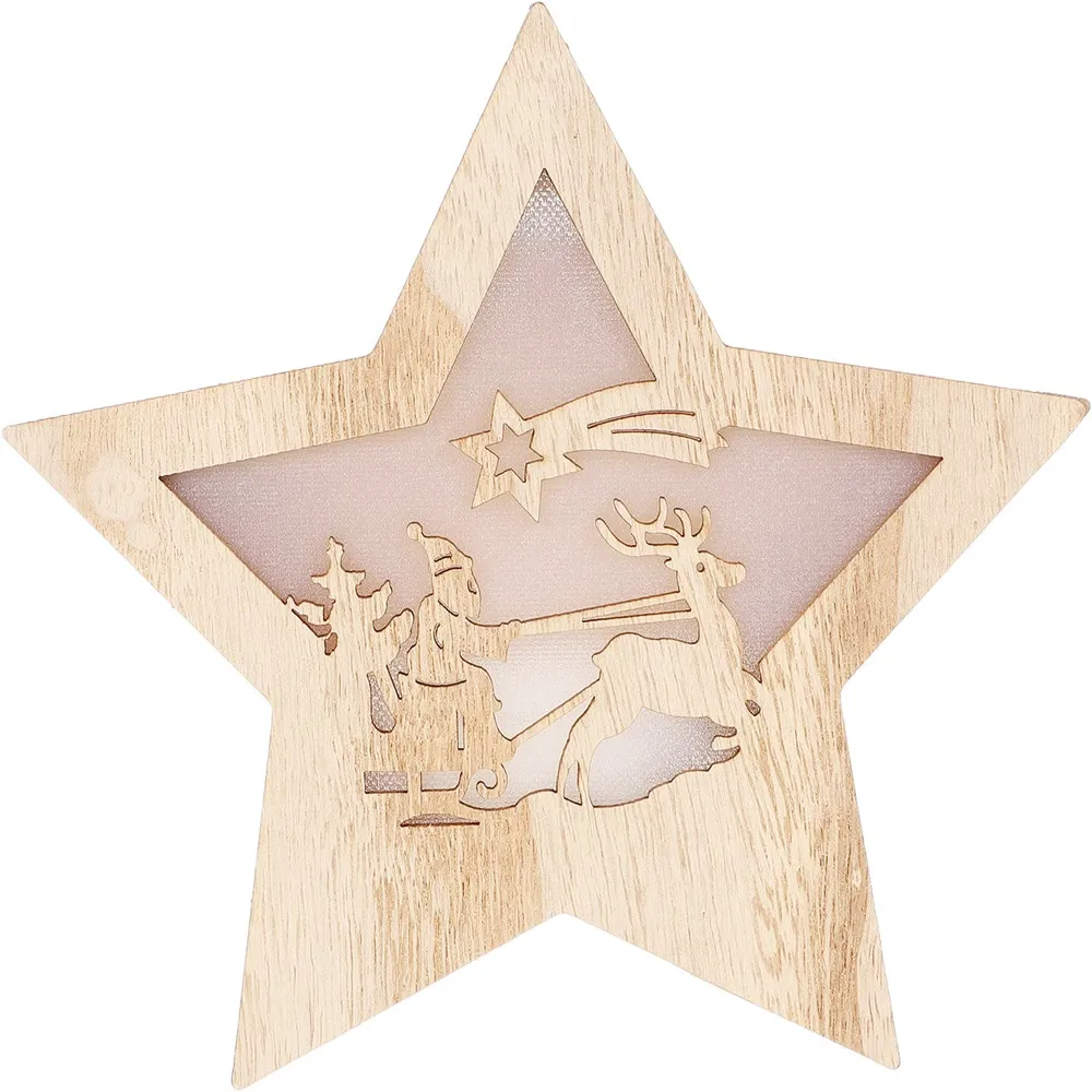 Hot sale Christmas decorations luminous LED wooden ornament home decor wooden craft with led