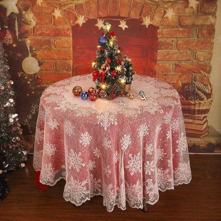 Decoration Dining Party White Lace Embroidery Round Wedding Tablecloths Table Cloth