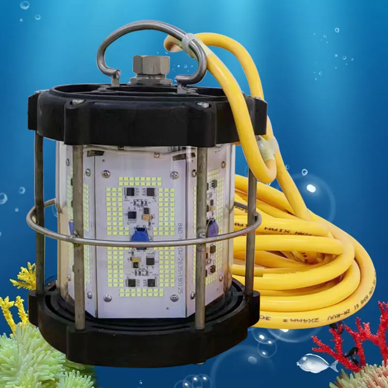 Ocean Vessel Fishing Light IP68 Deep Sea Water Fish Finder Submersible Deep Drop Underwater Lure Fishing Attracting Light
