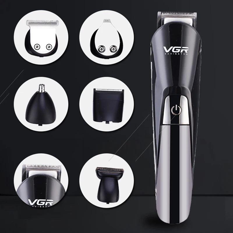 
VGR V-012 Professional 6 in 1 Multifunction Hair Clipper Hair Trimmer Electric Beard Trimmer Brush Rechargeable Hair Trimmer Cut 