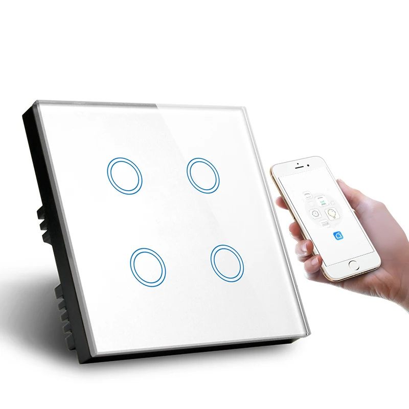 Infrared Sensor No Need to Touch Glass Screen Panel EU UK Neutral Wire 110V- 220V 10A Electrical Power smart Wall Switch