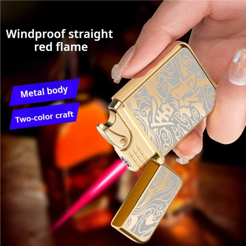 Torch Cigar Lighter Refillable Butane Cool Windproof Lighters Metal Casing,Direct Flame Lighter For Smoking Jet Flame