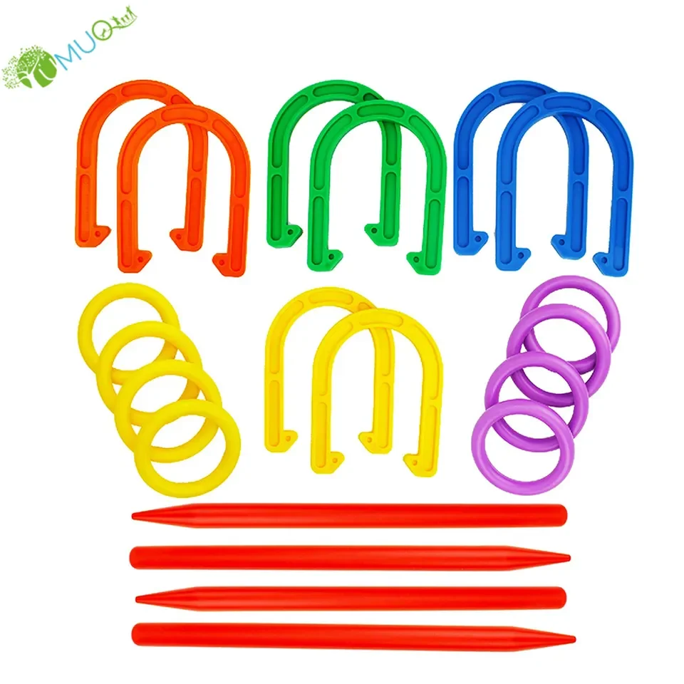 Набор из резиновых подковок YumuQ, в комплект входят подковы, кольца и кольца для семейных игр, для детей и взрослых, для активного отдыха