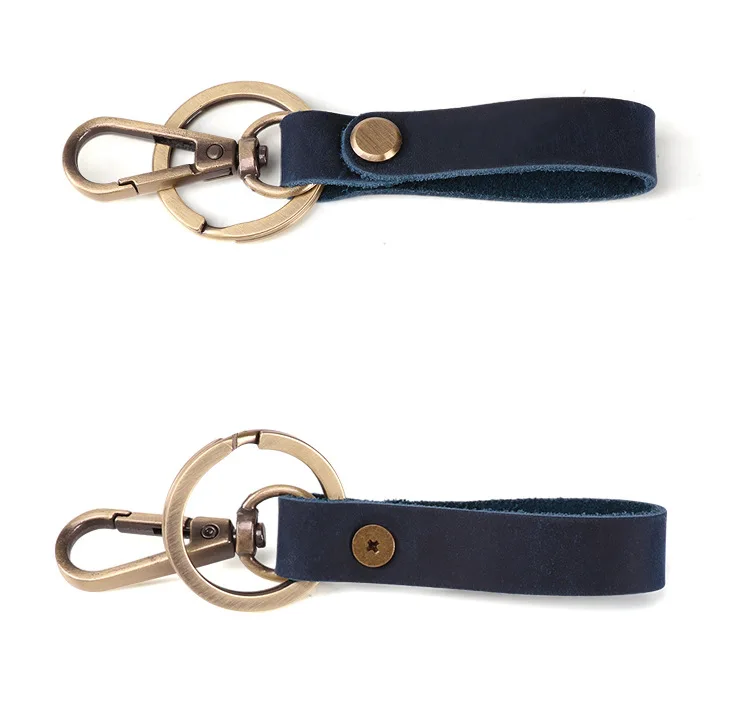 Wholesale Custom Logo premium leather keychain genuine leather keychain blanks